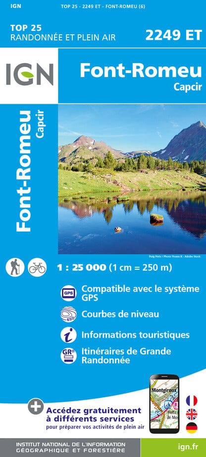Carte TOP 25 n° 2249 ET - Font-Romeu & Capcir (Pyrénées) | IGN carte pliée IGN 