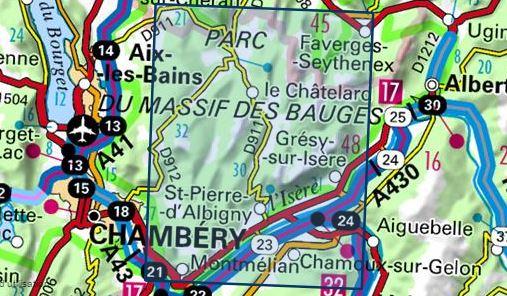 Carte TOP 25 n° 3432 OT - Massif des Bauges (Alpes) | IGN carte pliée IGN 