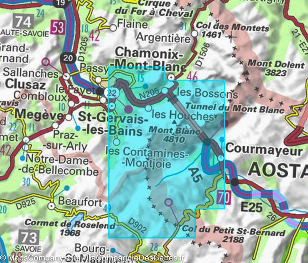 Carte TOP 25 n° 3531 ETR (résistante) - St Gervais & Massif du Mont Blanc | IGN carte pliée IGN 