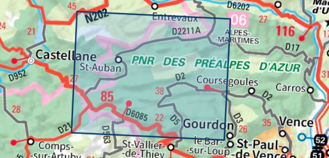 Carte TOP 25 n° 3542 ET - Haut Estéron et Préalpes de Grasse (PNR du Verdon) | IGN carte pliée IGN 