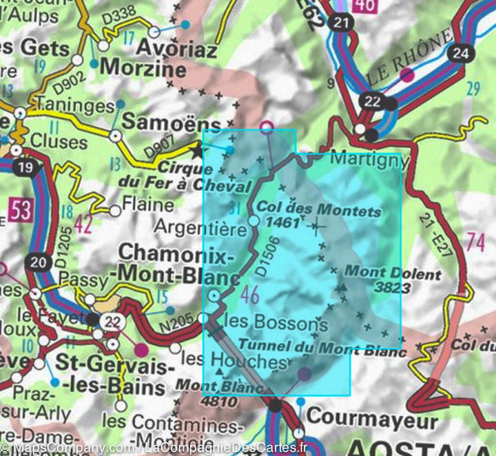 Carte TOP 25 n° 3630 OTR (résistante) - Chamonix & Massif du Mont Blanc | IGN carte pliée IGN 