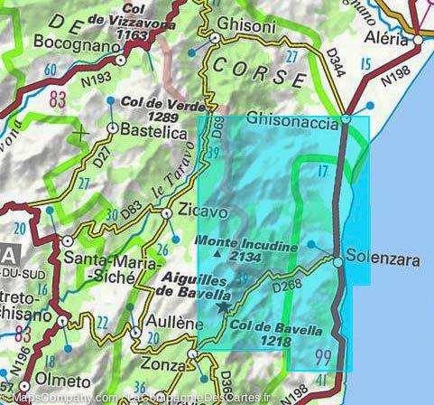 Carte TOP 25 n° 4253 ETR (résistante) - Aiguilles de Bavella, Solenzara (PNR de Corse) | IGN carte pliée IGN 