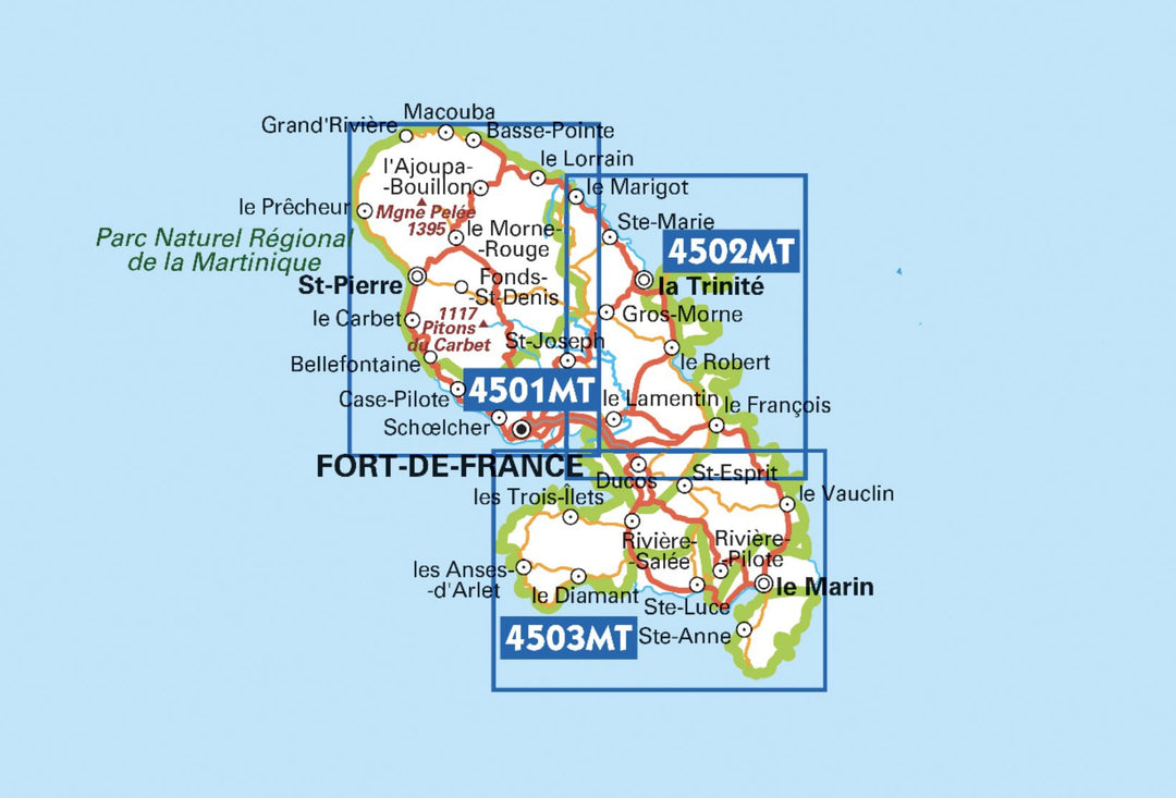 Carte TOP 25 n° 4503 MT - Martinique Sud (le Marin, presqu'île des Trois Îlets) | IGN carte pliée IGN 
