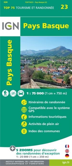Carte TOP 75 n° 23 - Pays Basque | IGN carte pliée IGN 