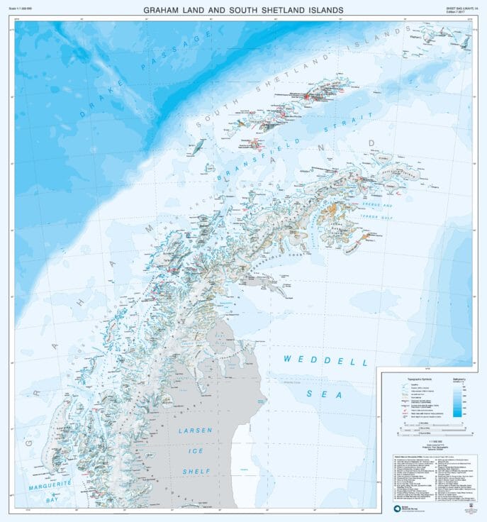 Carte topographique de la Terre de Graham, des îles Shetland du Sud et de la mer de Scotia - British Antarctic Survey carte pliée British Antarctic Survey 