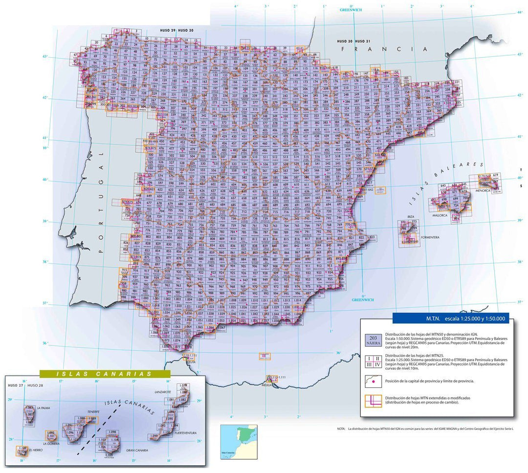 Carte topographique de l'Espagne - Aracena, n° 0917 | CNIG - 1/50 000 carte pliée CNIG 