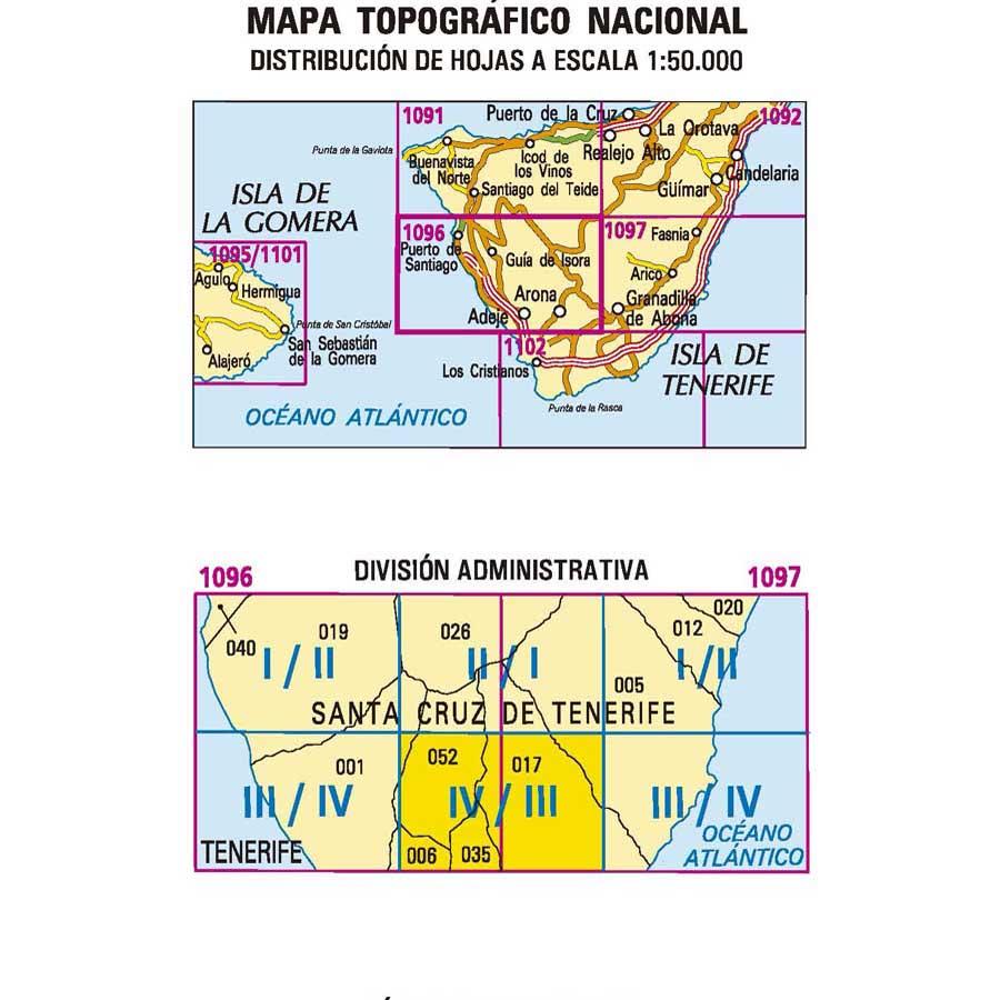 Carte topographique de l'Espagne - Granadilla de Abona (Tenerife), n° 1096.4/1097.3 | CNIG - 1/25 000 carte pliée CNIG 