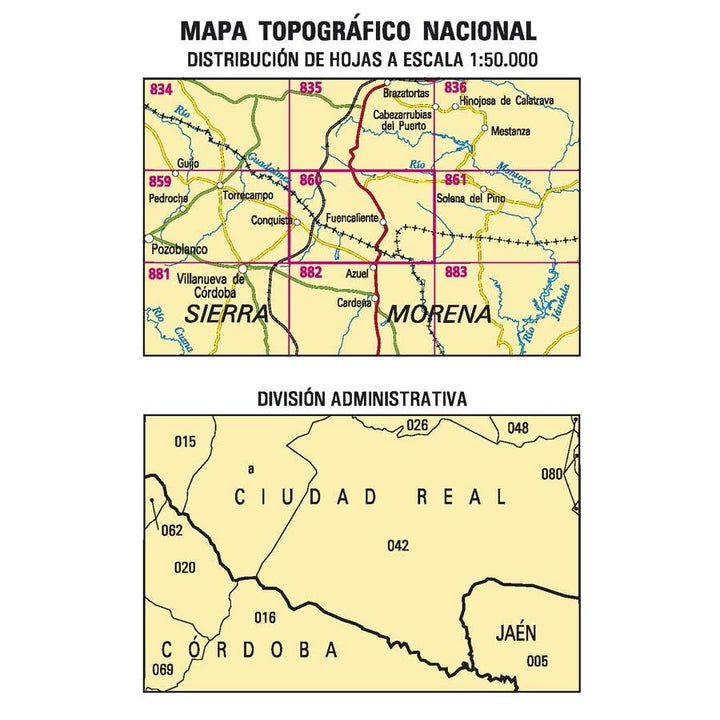 Carte topographique de l'Espagne n° 0860 - Fuencaliente | CNIG - 1/50 000 carte pliée CNIG 