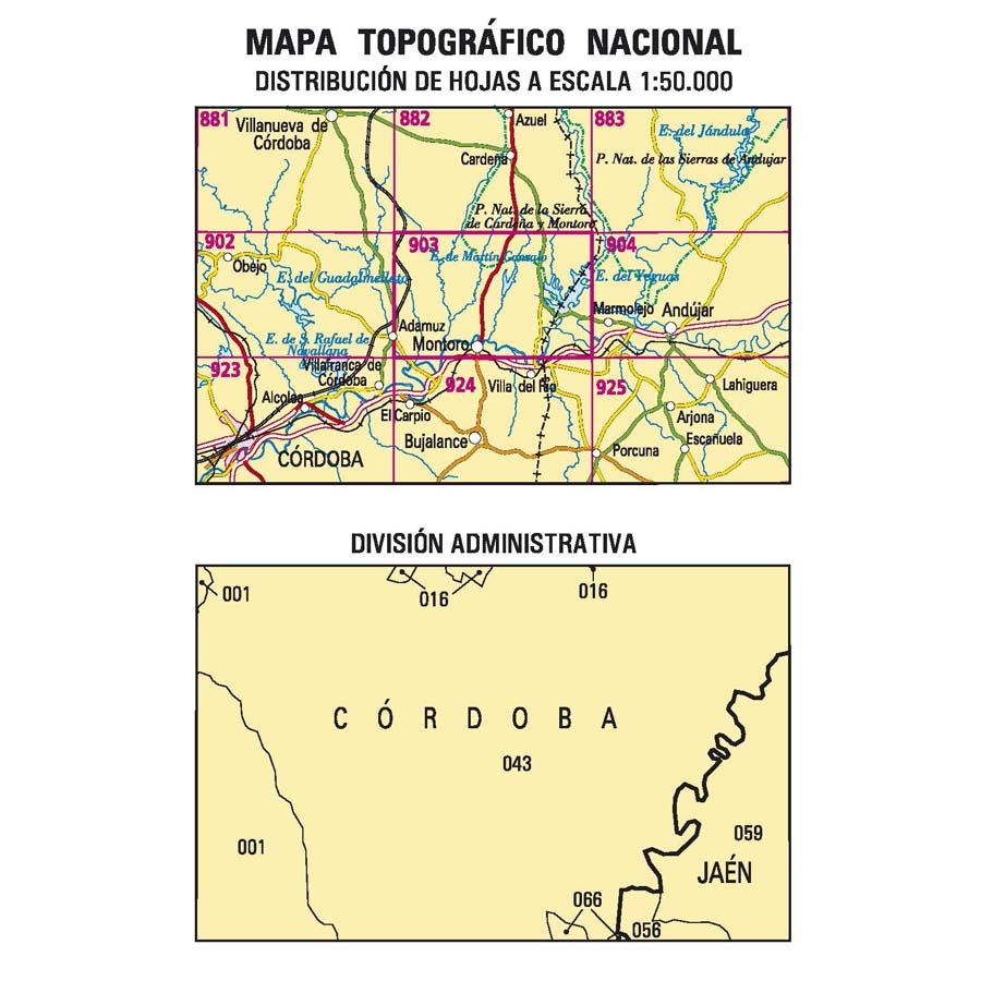 Carte topographique de l'Espagne n° 0903 - Montoro | CNIG - 1/50 000 carte pliée CNIG 