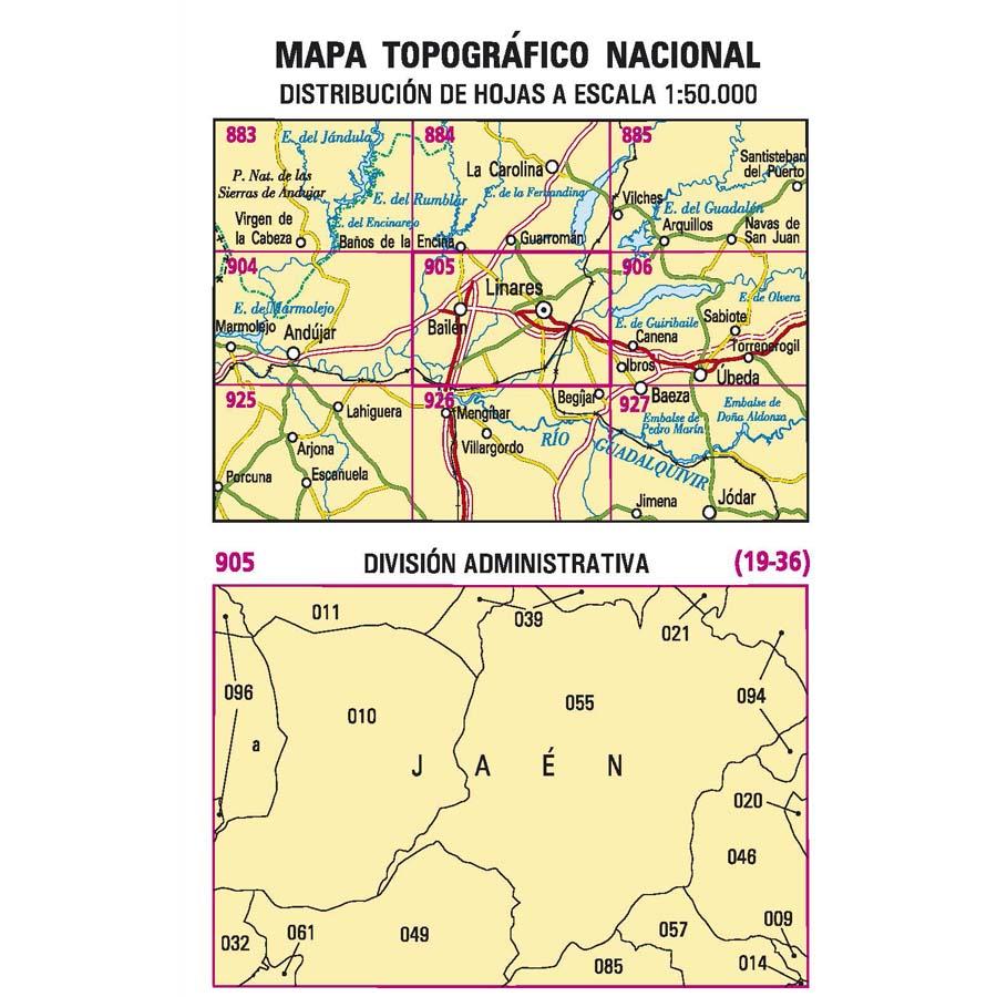 Carte topographique de l'Espagne n° 0905 - Linares | CNIG - 1/50 000 carte pliée CNIG 