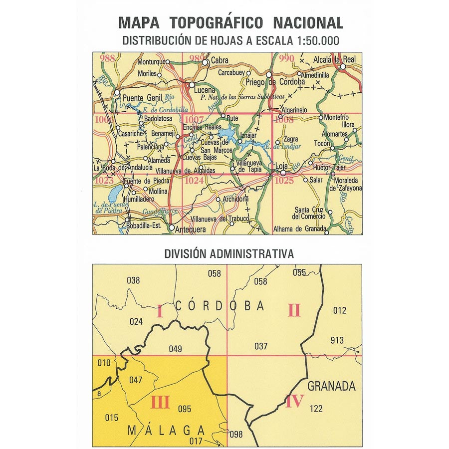 Carte topographique de l'Espagne n° 1007.3 - Villanueva de Algaidas | CNIG - 1/25 000 carte pliée CNIG 