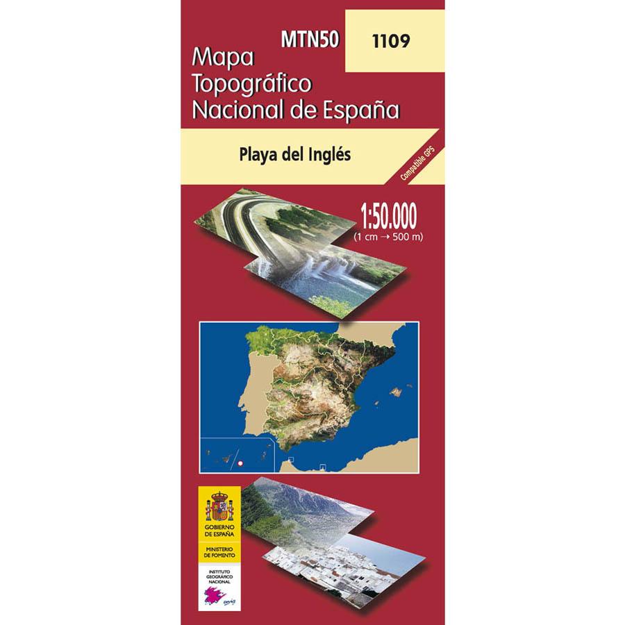 Carte topographique de l'Espagne - Playa del Inglés (Gran Canaria), n° 1109 | CNIG - 1/50 000 carte pliée CNIG 