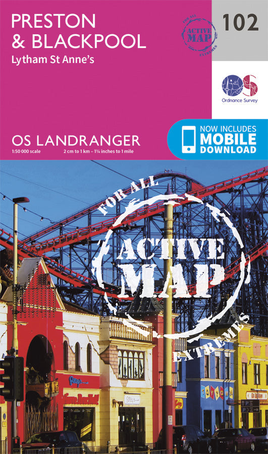 Carte topographique n° 102 - Preston, Blackpool (Grande Bretagne) | Ordnance Survey - Landranger carte pliée Ordnance Survey Plastifiée 