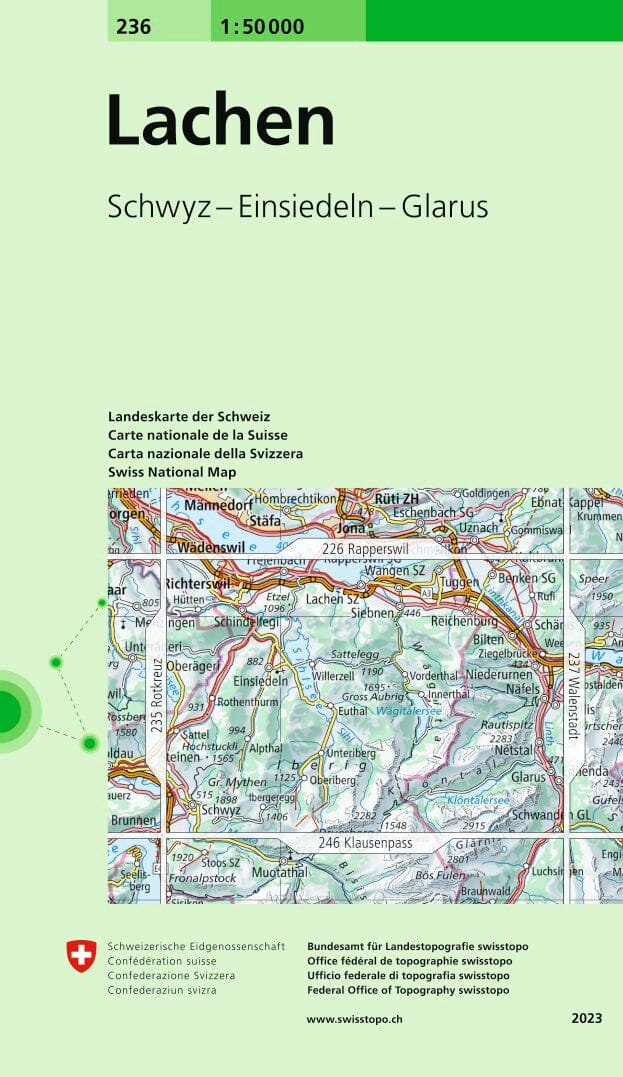 Carte topographique n° 236 - Lachen (Suisse) | Swisstopo - 1/50 000 carte pliée Swisstopo 