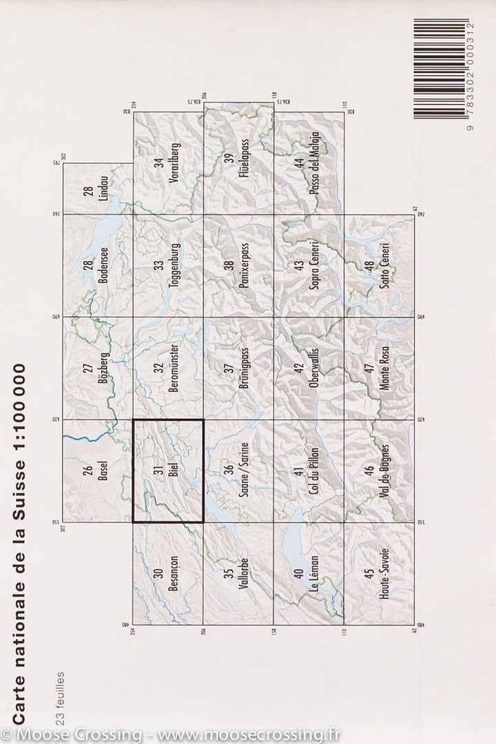 Carte de la région de Bienne (Suisse) | Swisstopo - La Compagnie des Cartes