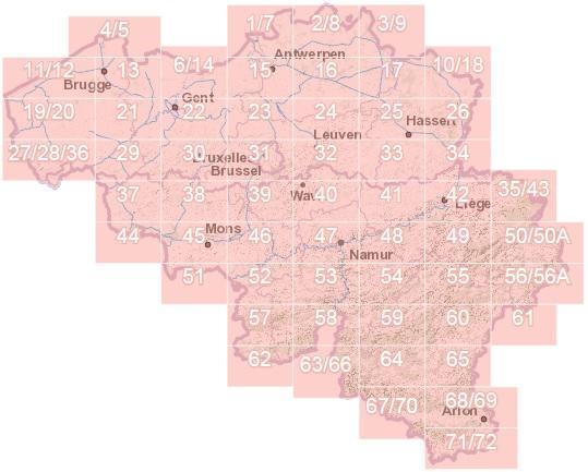Carte topographique n° 33 - St-Trond (Belgique) | NGI - 1/50 000 carte pliée IGN Belgique 