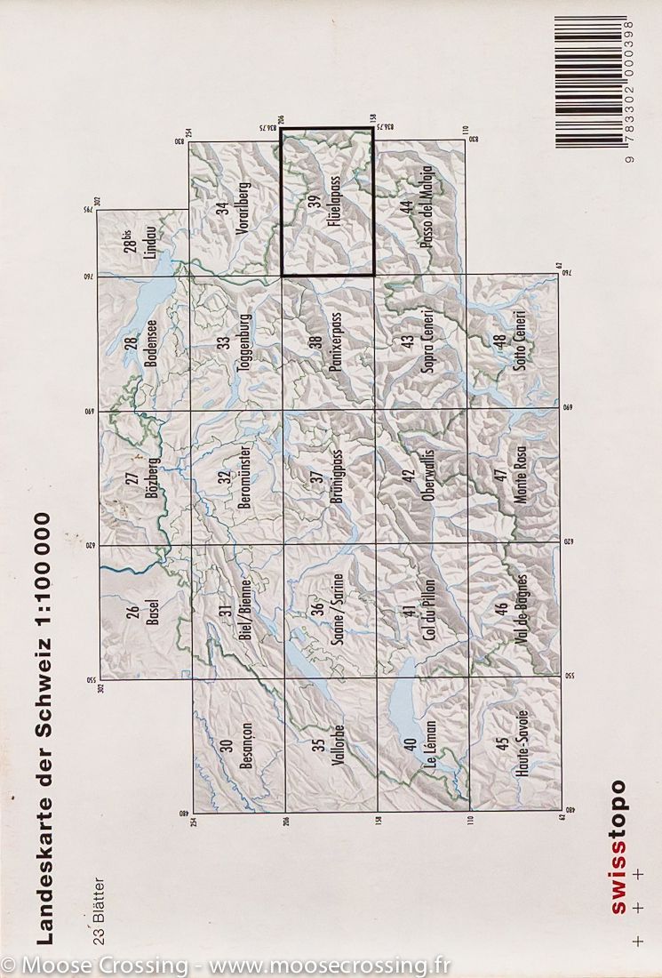 Carte de la région du col de Flüela (région de Davos, Suisse) | Swisstopo - La Compagnie des Cartes