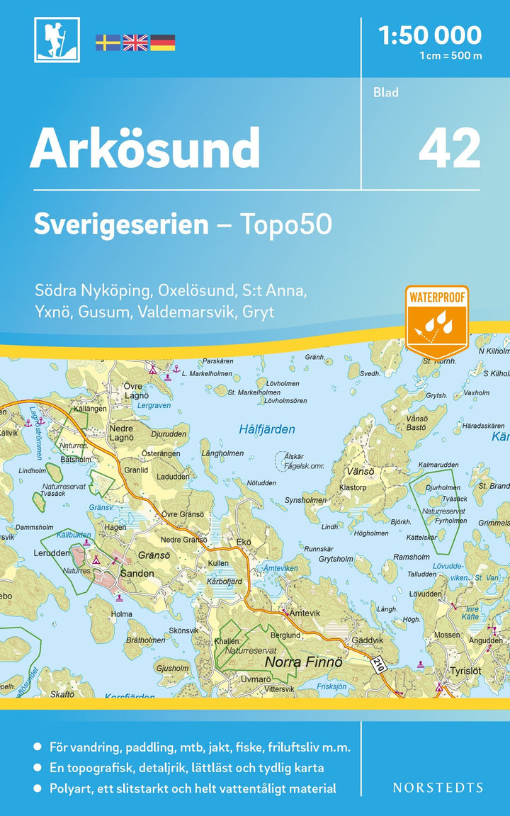 Carte topographique n° 42 - Arkösund (Suède) | Norstedts - Sverigeserien carte pliée Norstedts 