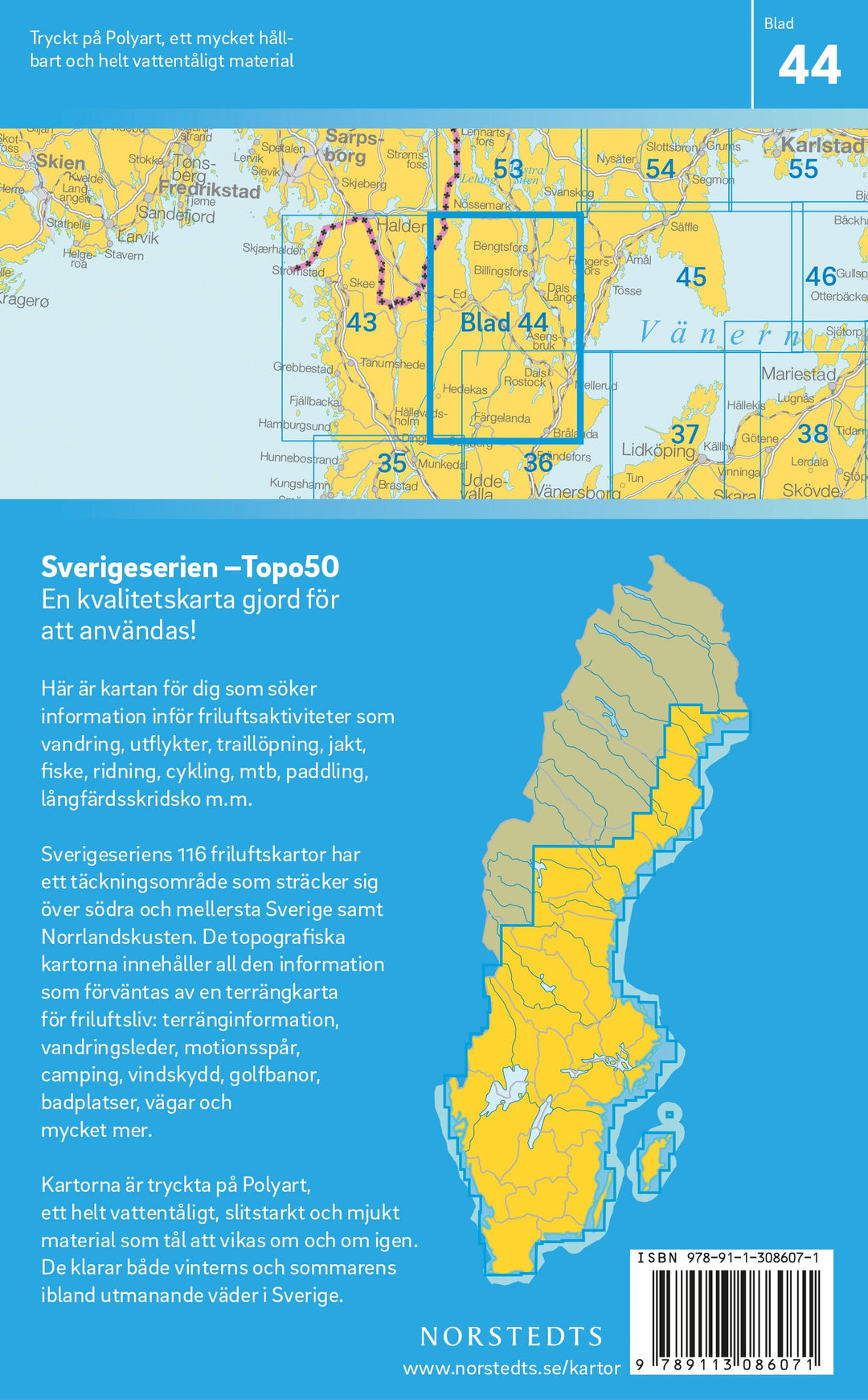 Carte topographique n° 44 - Ed (Suède) | Norstedts - Sverigeserien carte pliée Norstedts 