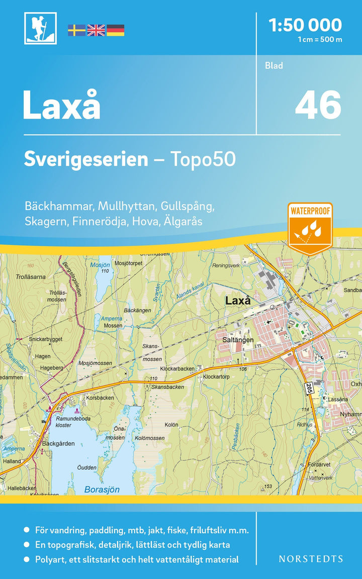 Carte topographique n° 46 - Laxå (Suède) | Norstedts - Sverigeserien carte pliée Norstedts 