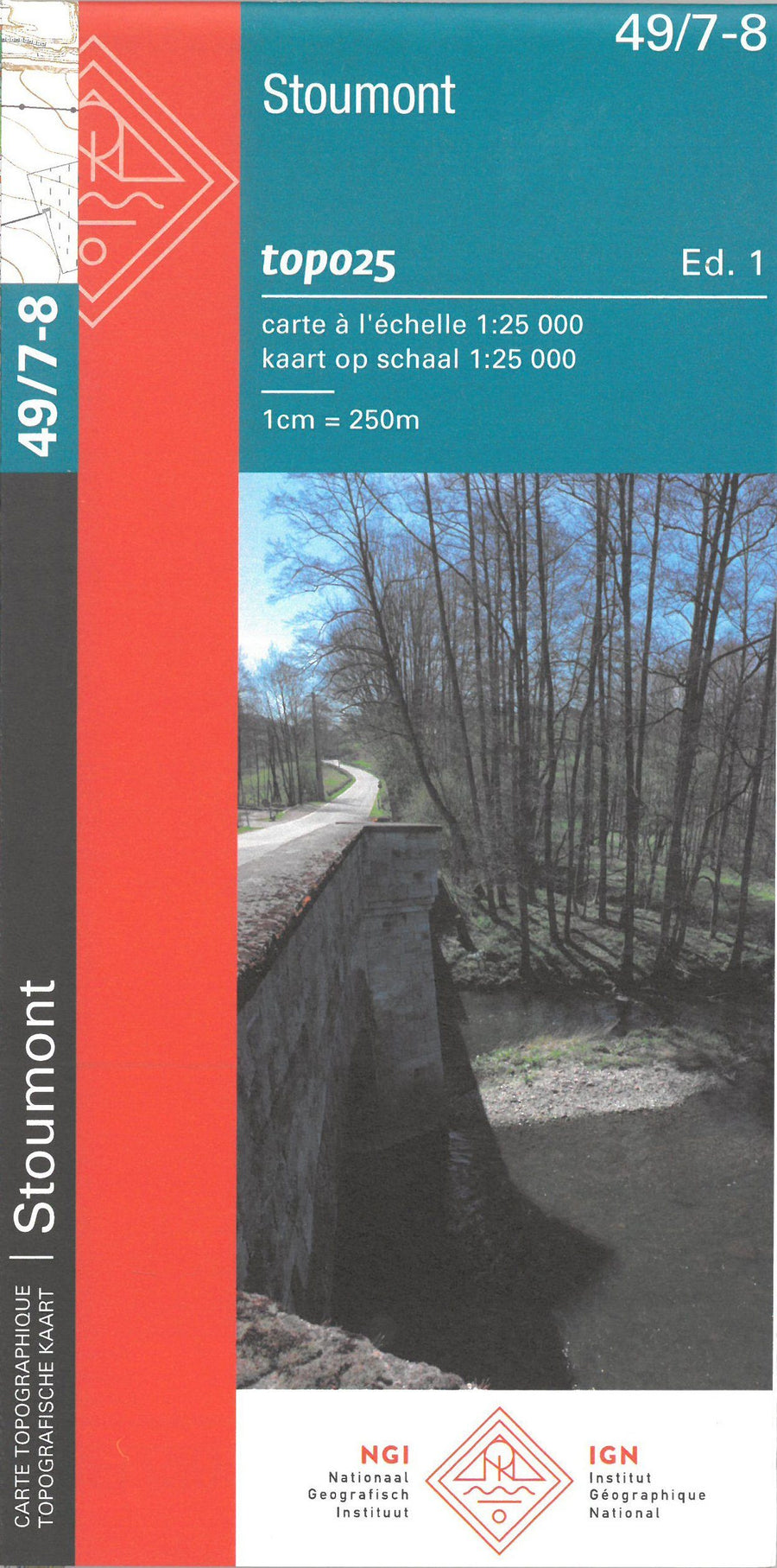 Carte topographique n° 49/7-8 - Stoumont (Belgique) | NGI topo 25 carte pliée IGN Belgique 
