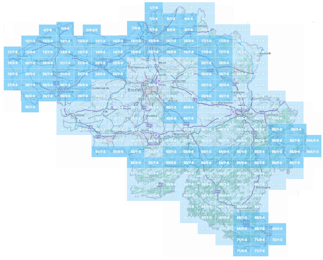 Carte topographique n° 53/3-4 - Yvoir (Belgique) | NGI topo 25 carte pliée IGN Belgique 