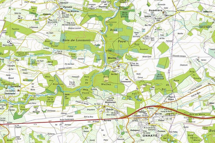 Carte topographique n° 54/3-4 - Somme-Leuze (Belgique) | NGI topo 25 carte pliée IGN Belgique 