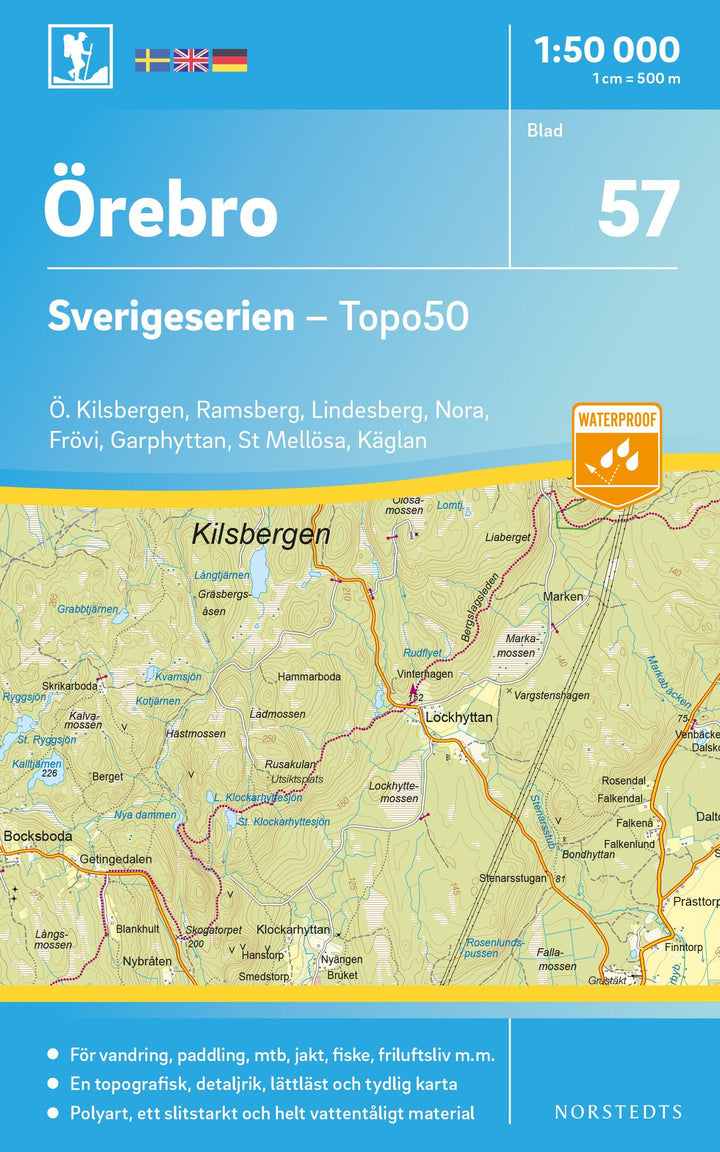 Carte topographique n° 57 - Örebro (Suède) | Norstedts - Sverigeserien carte pliée Norstedts 