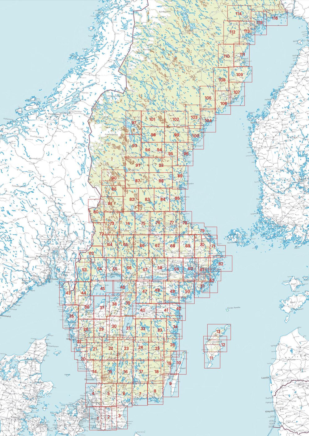 Carte topographique n° 63 - Charlottenberg (Suède) | Norstedts - Sverigeserien carte pliée Norstedts 