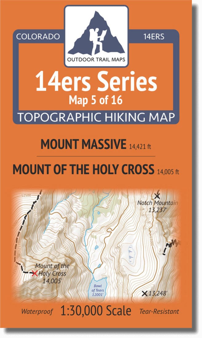 Colorado 14ers Map Series 5 of 16 - Mount Massive | Mount of the Holy Cross | Outdoor Trail Maps LLC carte pliée 