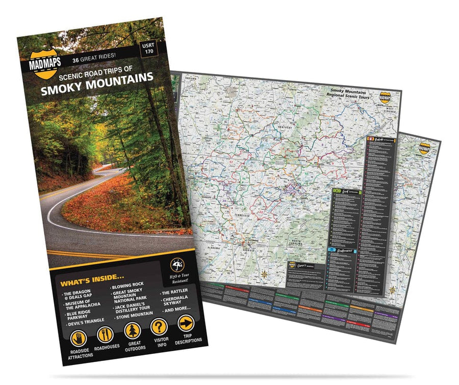 Scenic road trips of the Smoky Mountains | MAD Maps carte pliée 