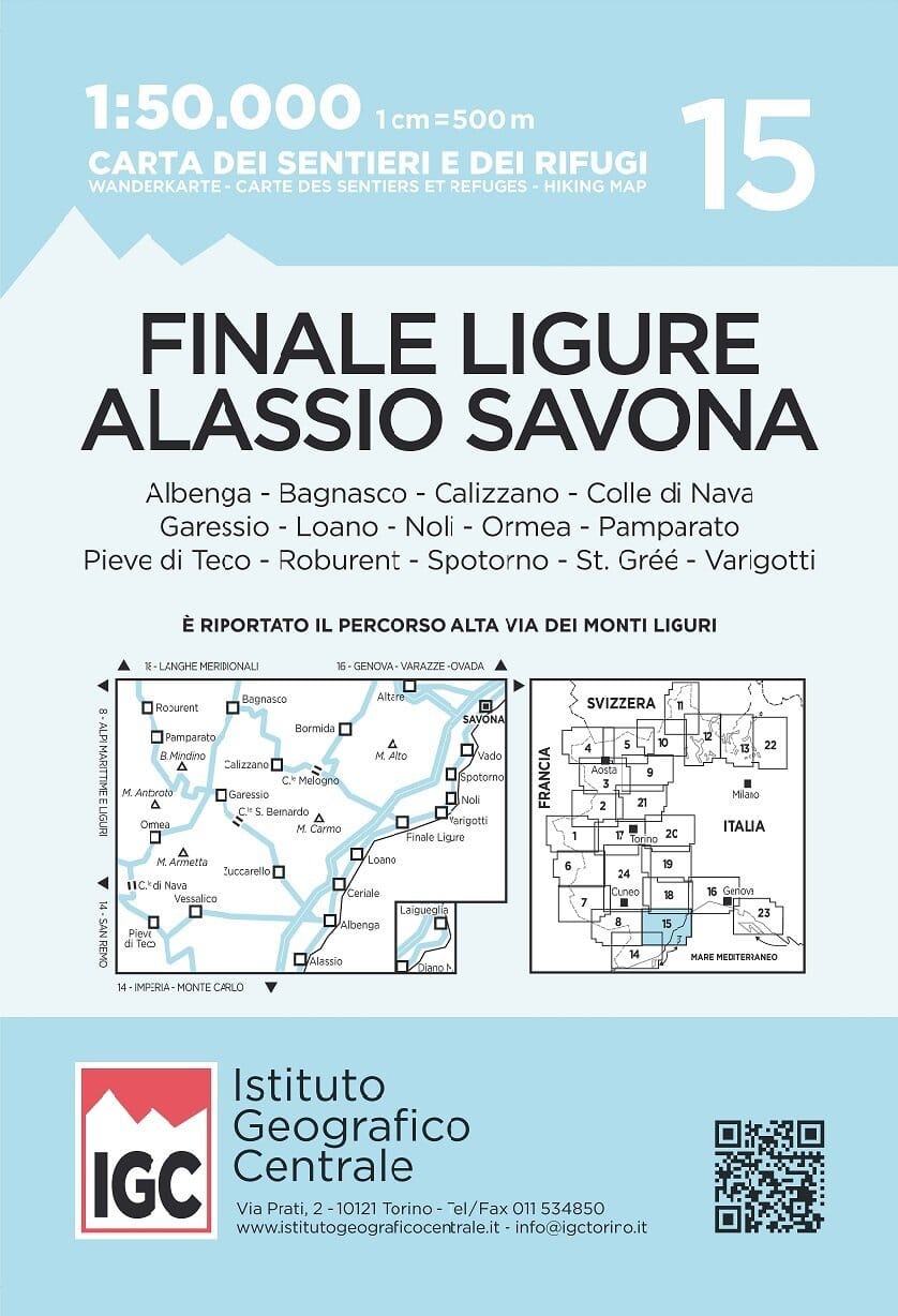 Finale Ligure Alassio Savona | Istituto Geografico Centrale Hiking Map 