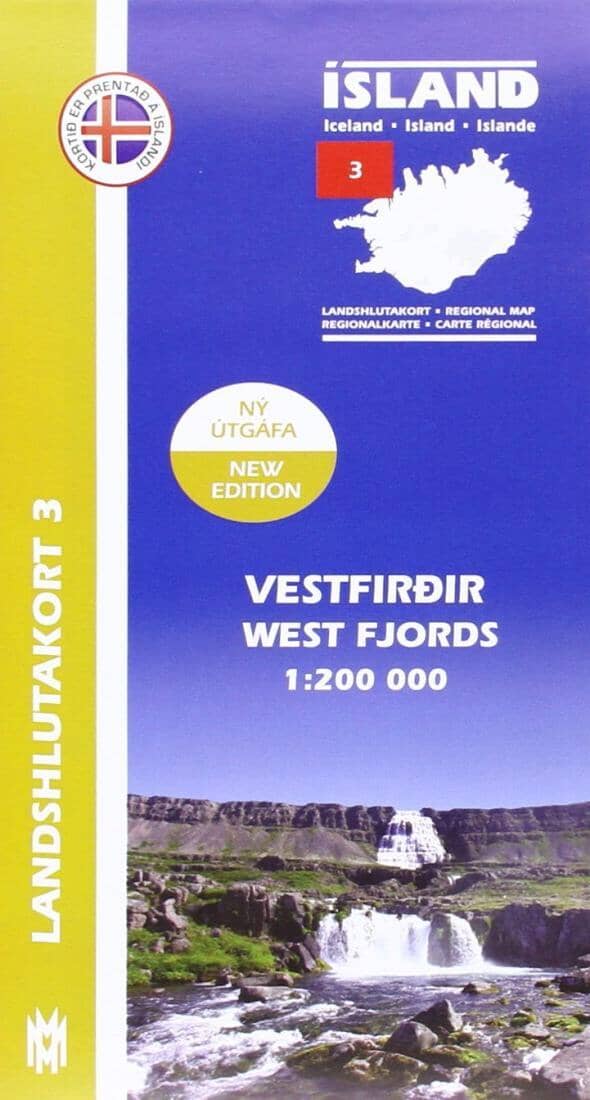 West Fjords of Iceland - Regional Map 3 - 1:200,000 | Mal og menning Road Map 