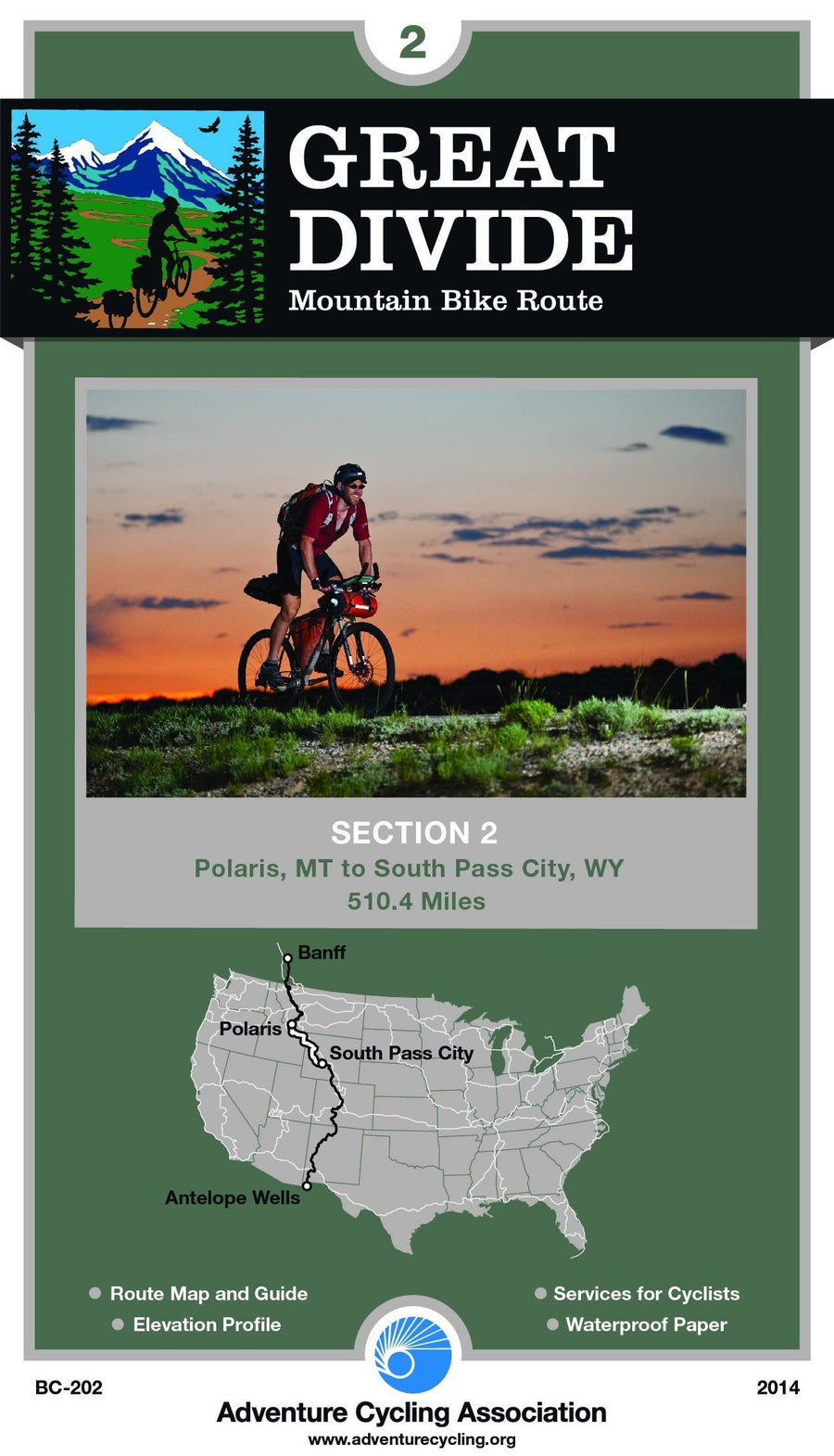 Great Divide Mountain Bike Route n° 2 - Polaris, Montana - South Pass City, Wyoming (510 miles) | Adventure Cycling Association carte pliée Adventure Cycling Association 