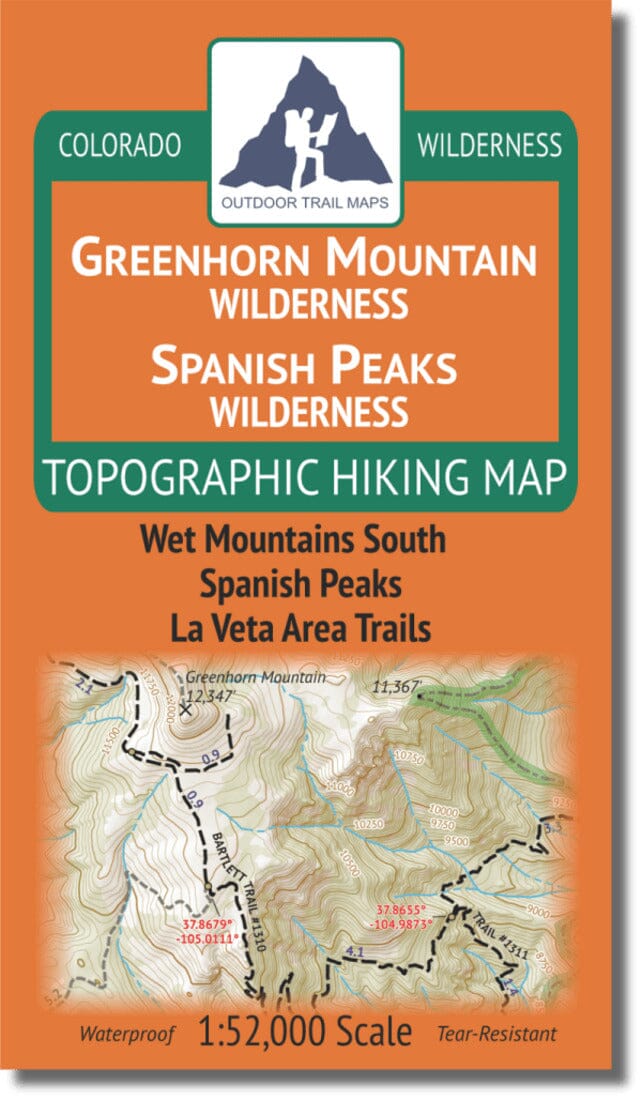 Greenhorn Mountain / Spanish Peaks Wilderness | Outdoor Trail Maps LLC carte pliée 