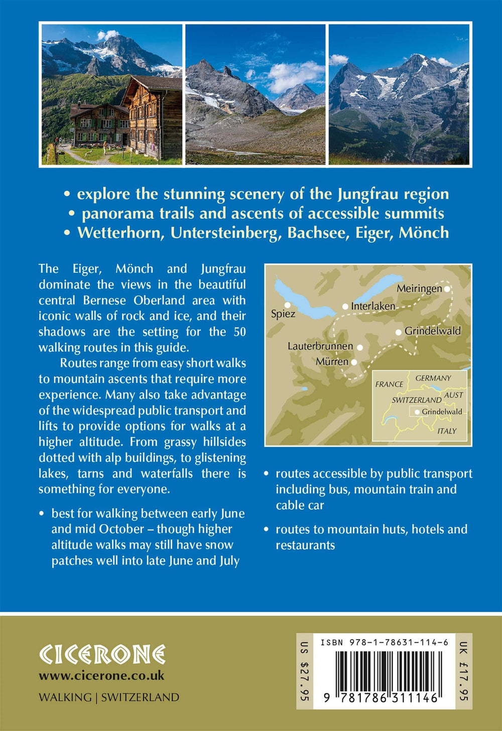 Guide de randonnées (en anglais) - Bernese Oberland (Suisse) | Cicerone guide de randonnée Cicerone 
