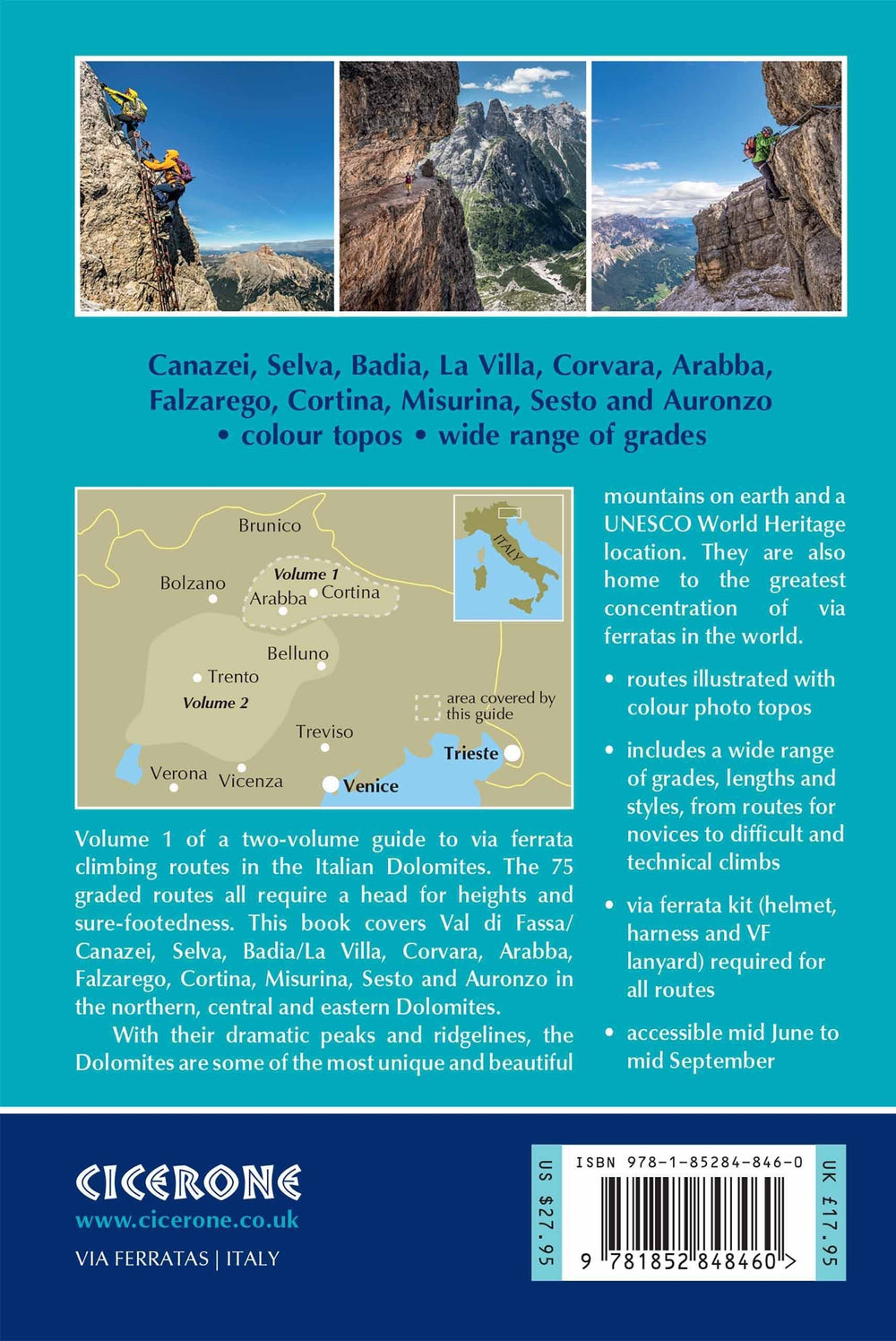 Guide de randonnées (en anglais) - Via Ferratas of the Italian Dolomites, Vol. 1: 75 routes - north, central and east ranges | Cicerone guide de randonnée Cicerone 