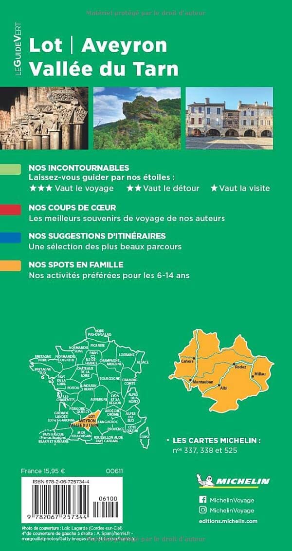Guide Vert - Lot, Aveyron, Vallée du Tarn - Édition 2023 | Michelin guide de voyage Michelin 