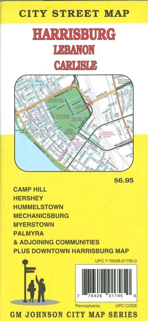 Harrisonburg - Lebanon - Carlisle Pennsylvania City Street Map | GM Johnson Road Map 