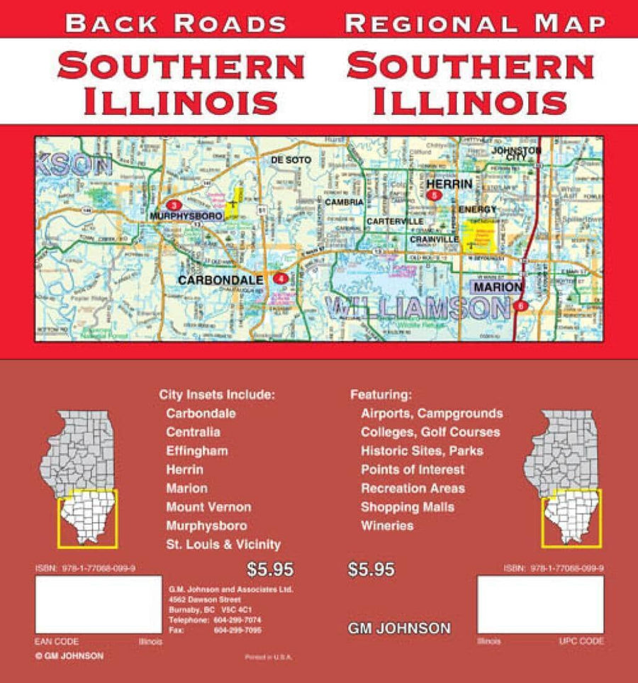 Illinois - Southern - Back Roads | GM Johnson Road Map 