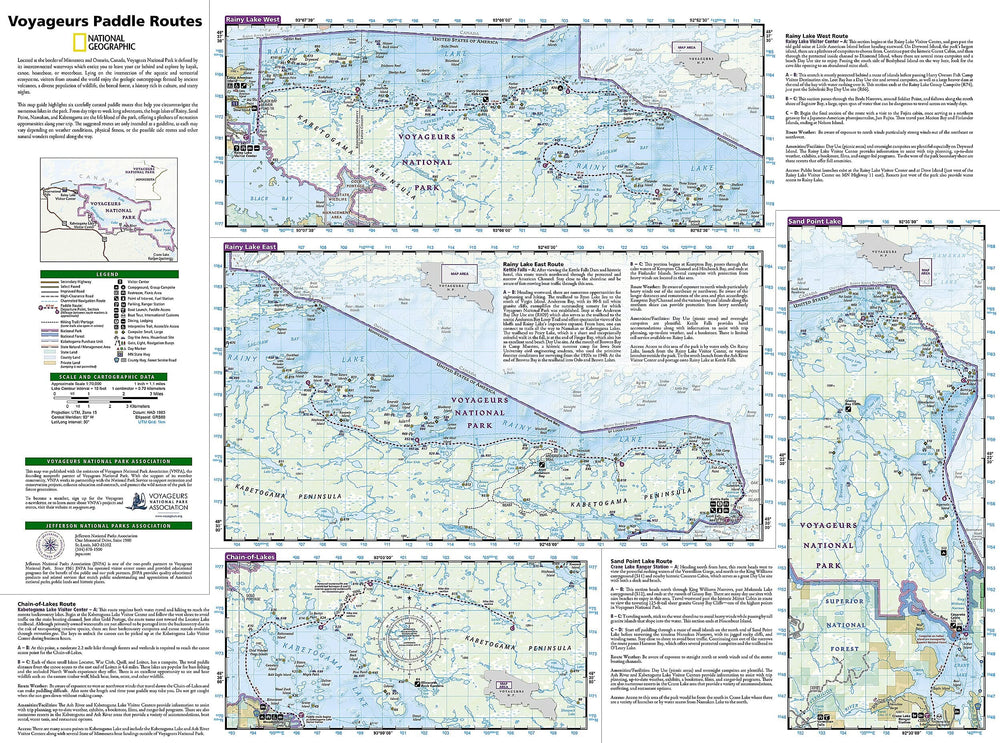 Itinéraires de pagaie - Voyageurs National Park (Minnesota) | National Geographic carte pliée National Geographic 