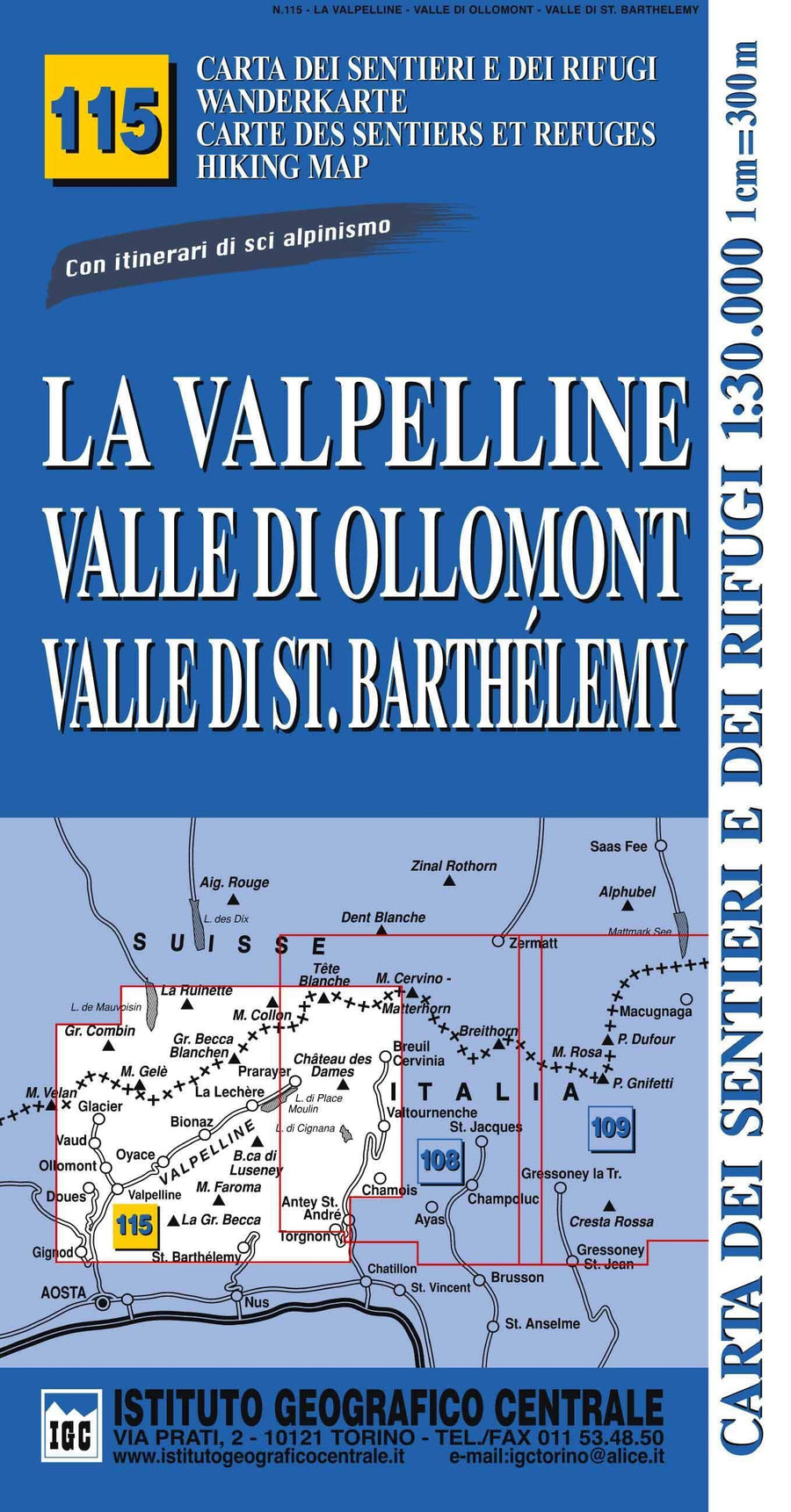 La Valpelline - Valle di Ollomont Hiking Map | Istituto Geografico Centrale Hiking Map 