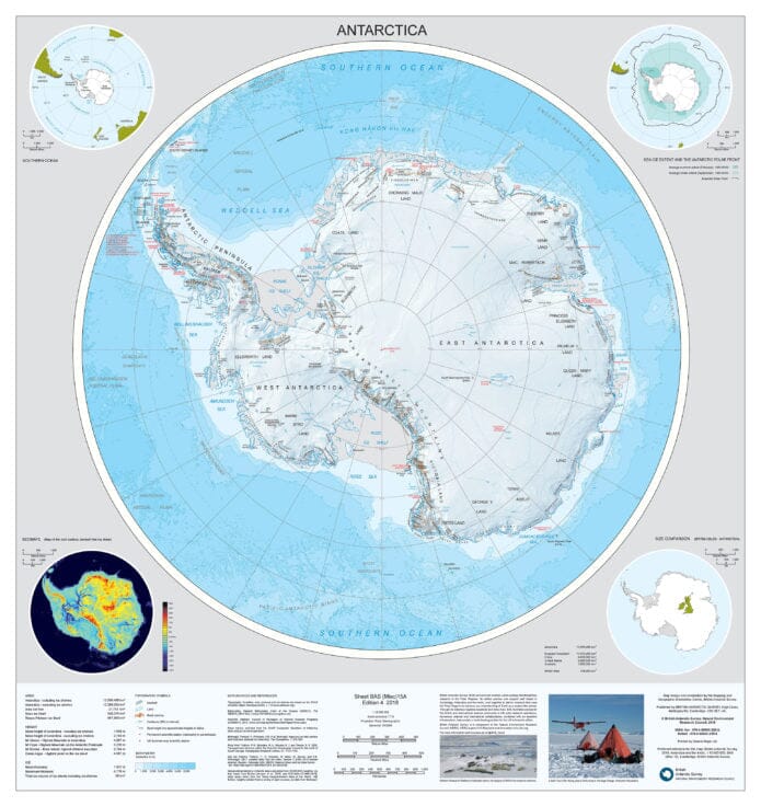L'Antarctique et l'Arctique 1:10 000 000 | British Antarctic Survey carte pliée British Antarctic Survey 