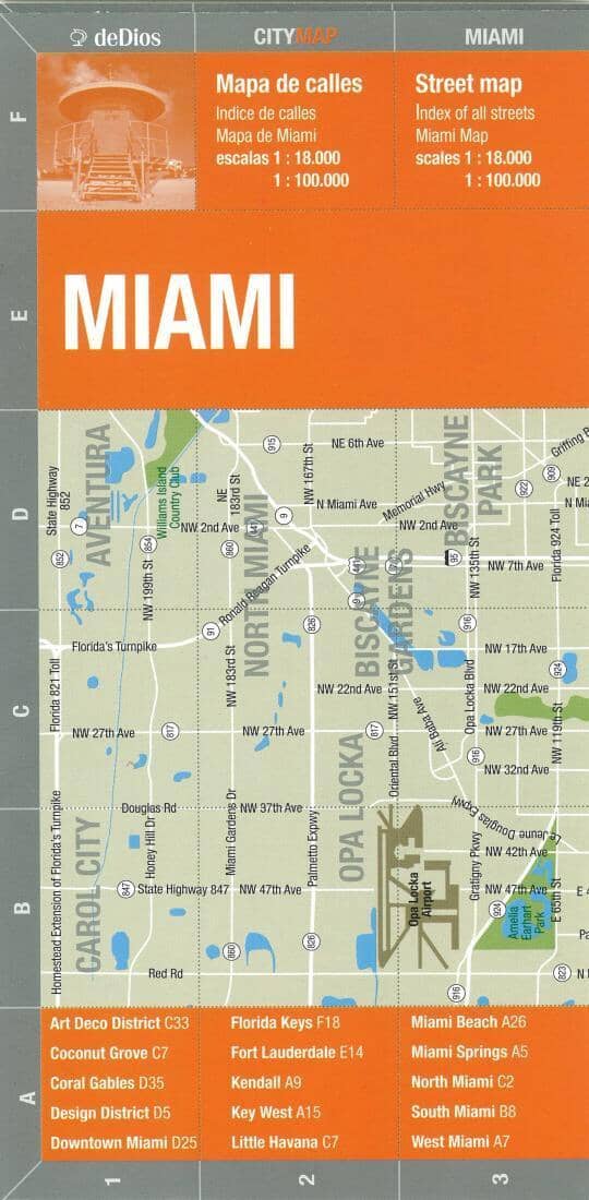 Miami - Bilingual City Map | deDios Road Map 