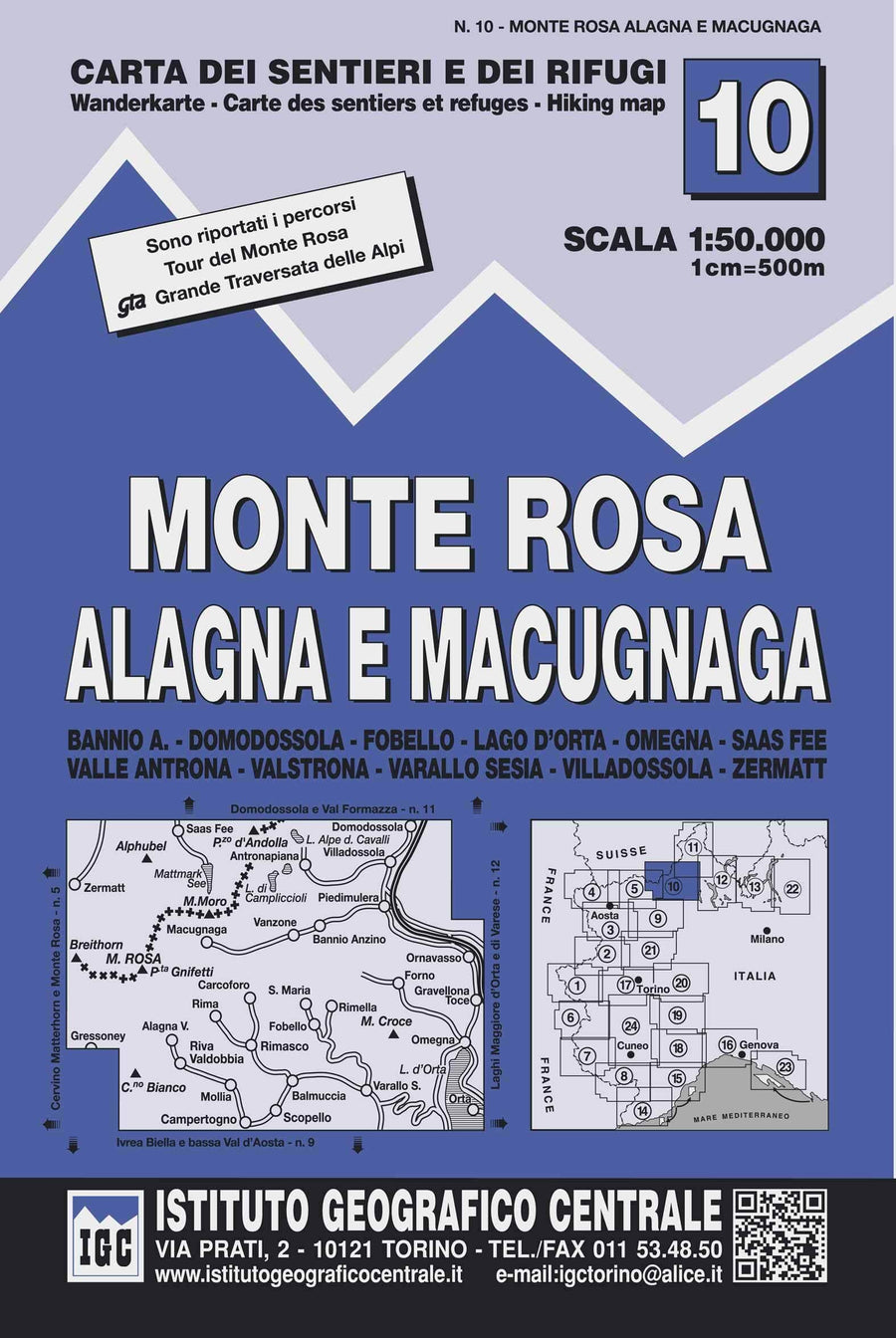 Monte Rosa - Alagna e Macugnaga | Istituto Geografico Centrale Hiking Map 