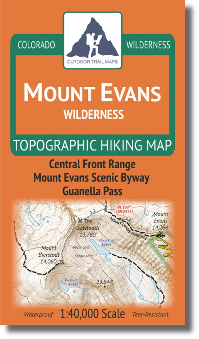 Mount Evans Wilderness 1:40k | Outdoor Trail Maps LLC carte pliée 