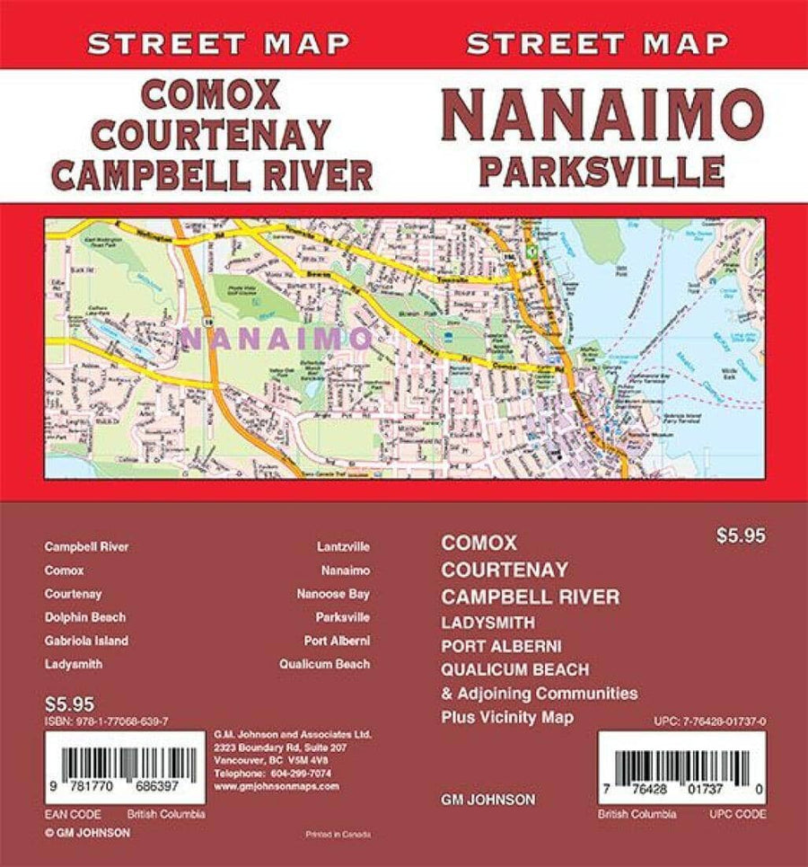 Nanaimo / Parksville / Comox / Courtenay / Campbell River - British Columbia Street Map | GM Johnson Road Map 