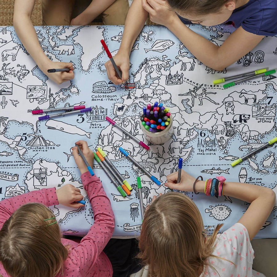 Nappe coloriable - Motif "carte du monde" | Eat Sleep Doodle accessoire Eat Sleep Doodle 