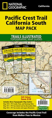 Pacific Crest Trail: California South [Map Pack Bundle] | National Geographic carte pliée 