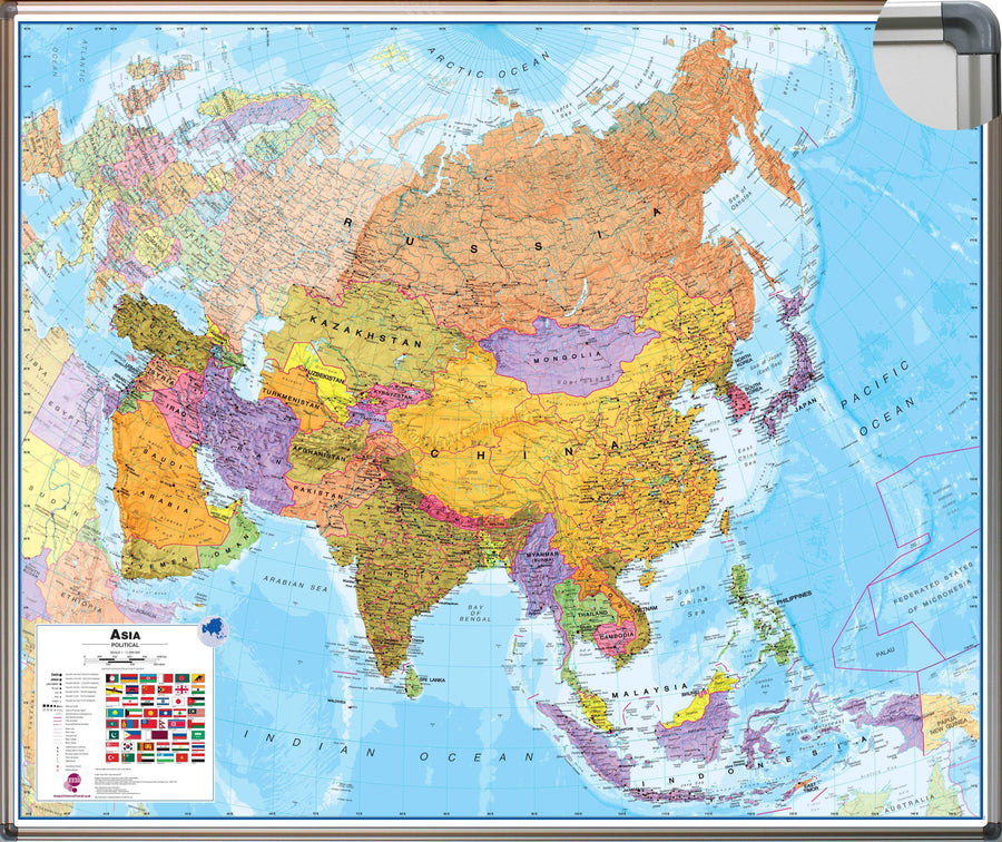 Panneau épinglable (en anglais) - Asie politique - 100 x 120 cm | Maps International panneau épinglable Maps International 